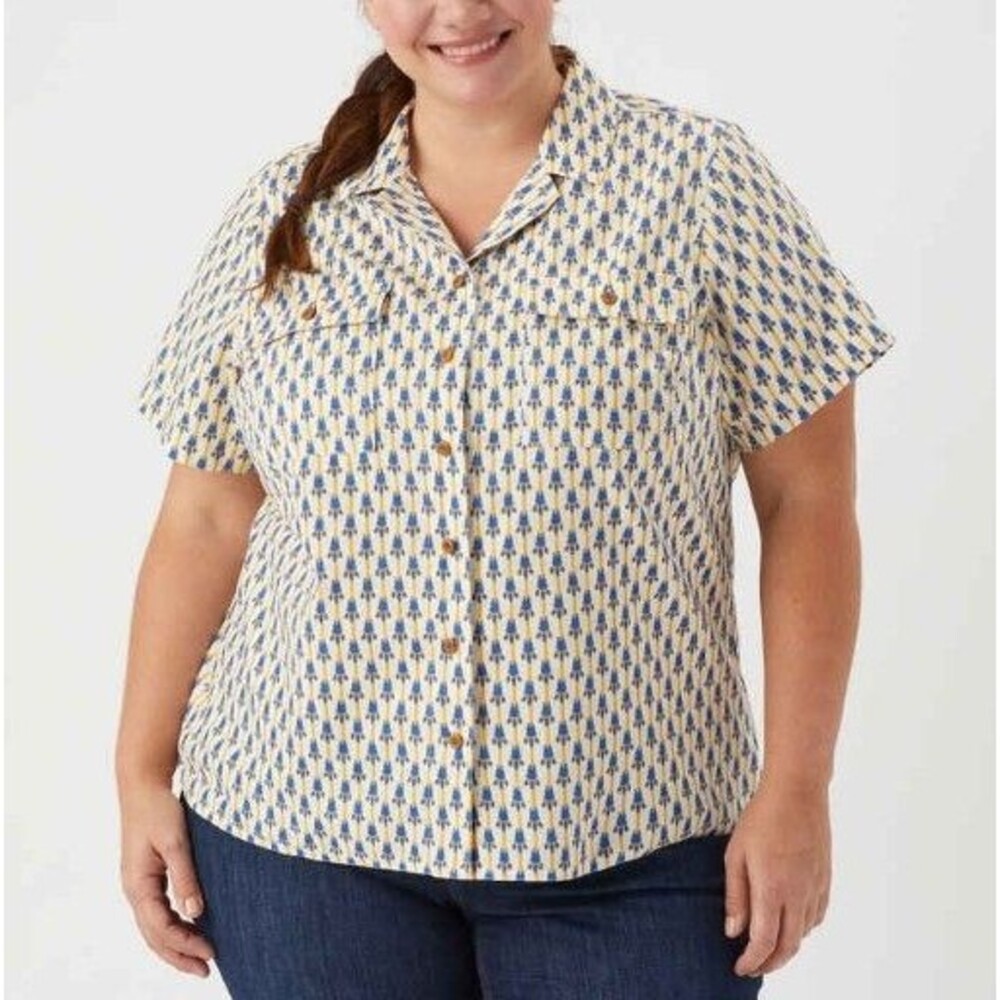 Duluth Trading Womens Aztec Southwest Artisan Hemp Camp Button Shirt - XL